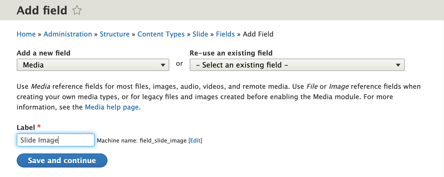 Adding field: Slide Image