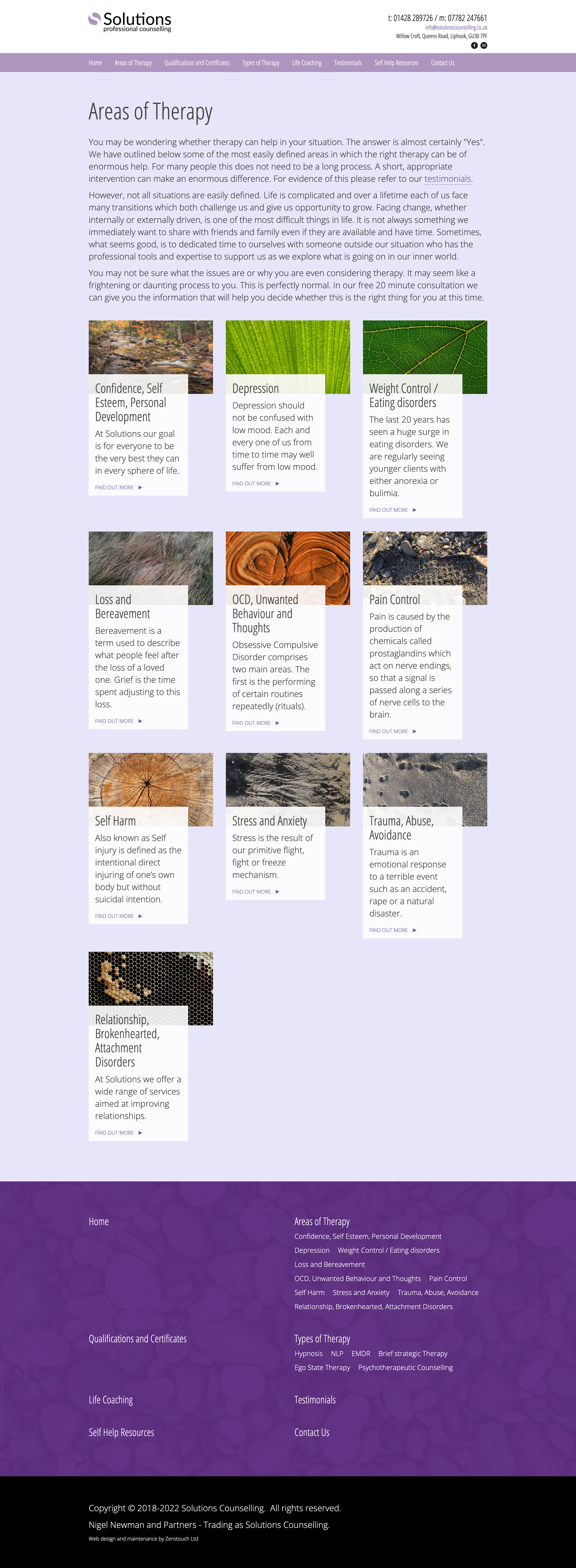 Solutions Counselling Areas of Therapy Page Full