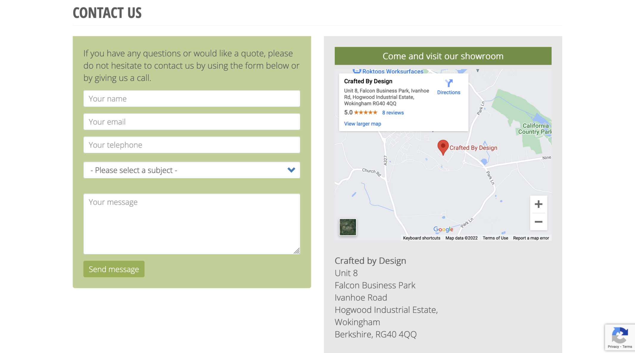 Crafted by Design - Contact Us