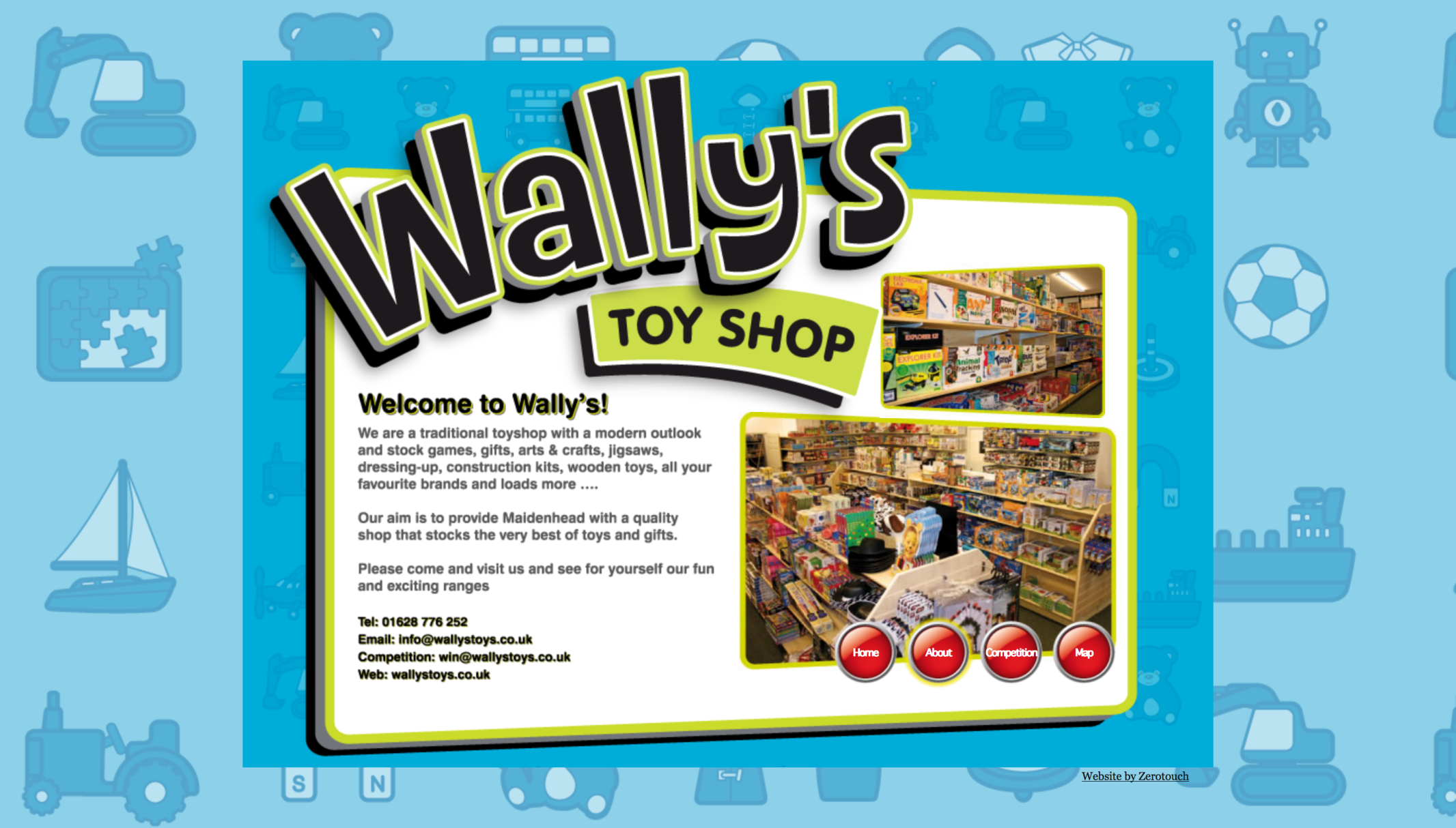 Wally's Toy Shop About page