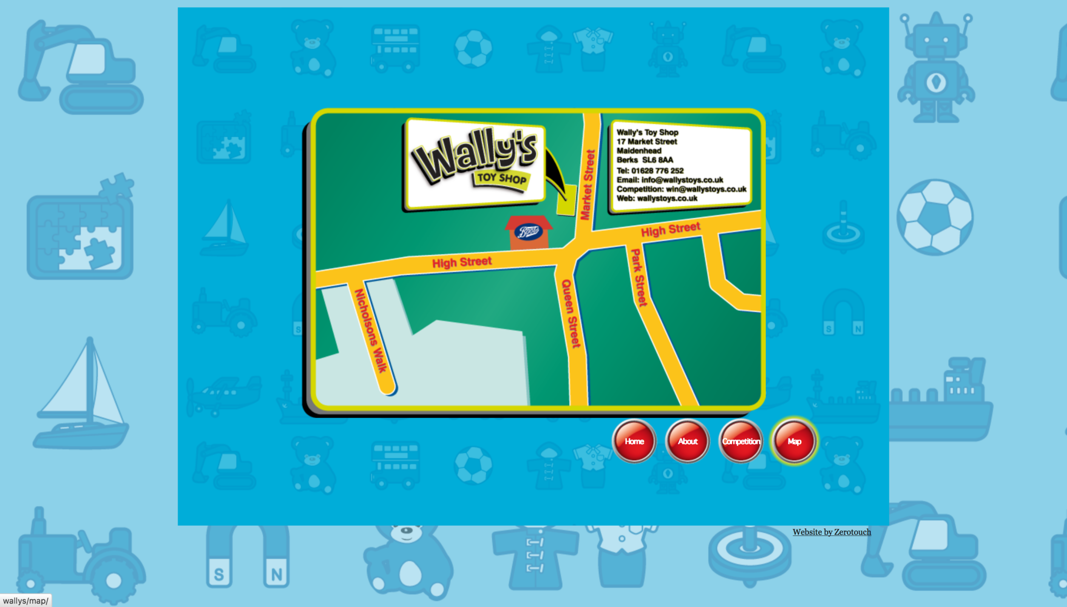 Wally's Toy Shop Map page