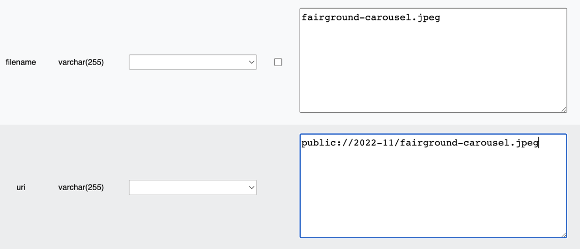 MySQL edit fields