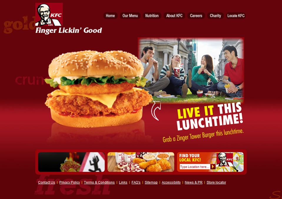 KFC Home web page